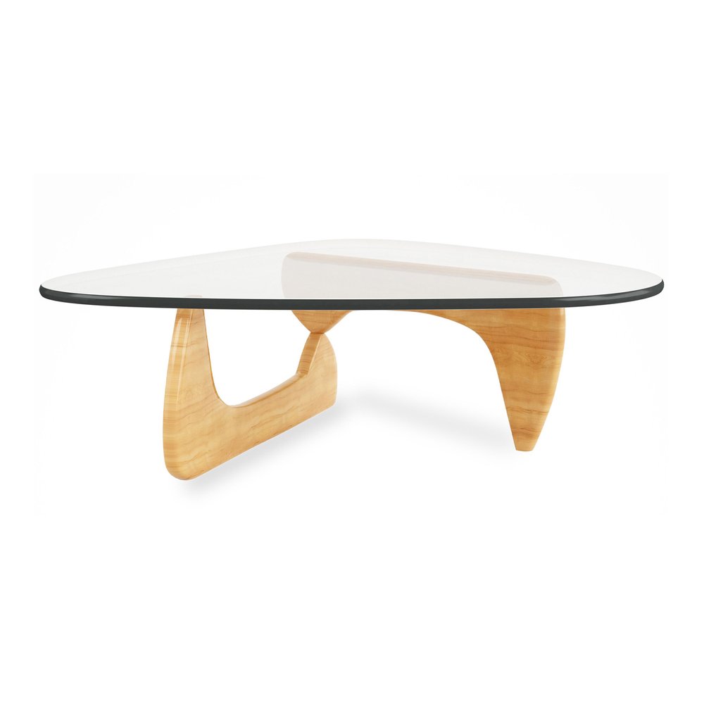 Clear and Natural Glass and Solid Wood Triangle Coffee Table - 50-inch