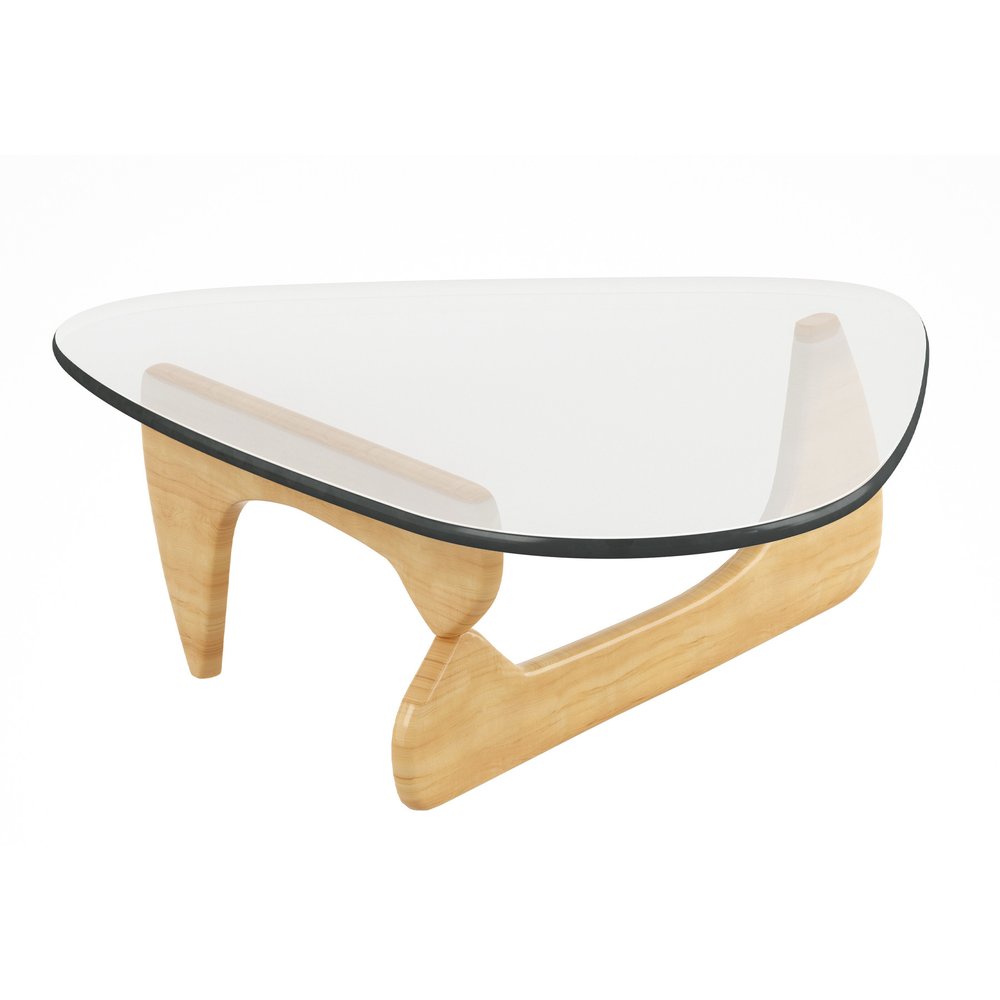 Clear and Natural Glass and Solid Wood Triangle Coffee Table - 50-inch