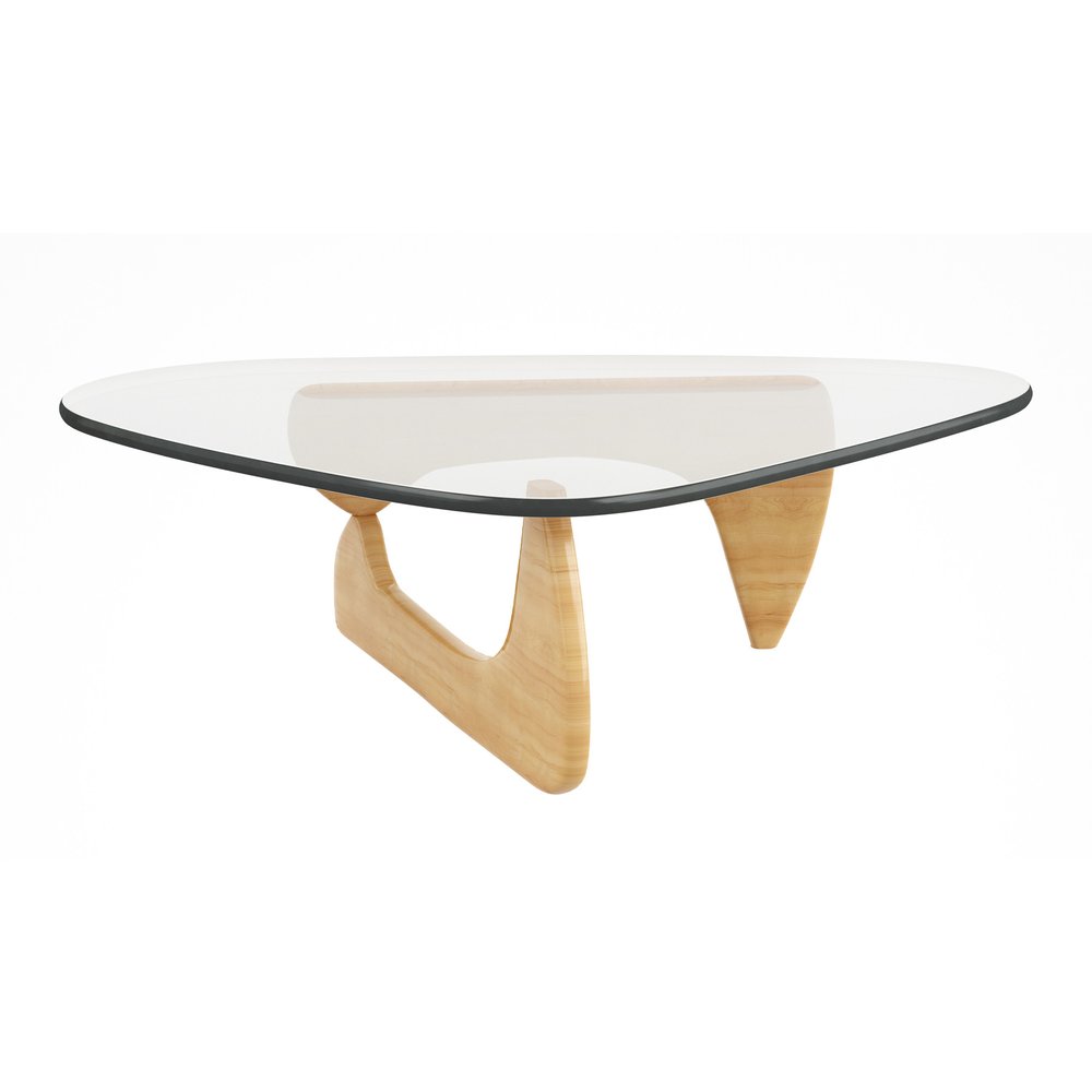 Clear and Natural Glass and Solid Wood Triangle Coffee Table - 50-inch