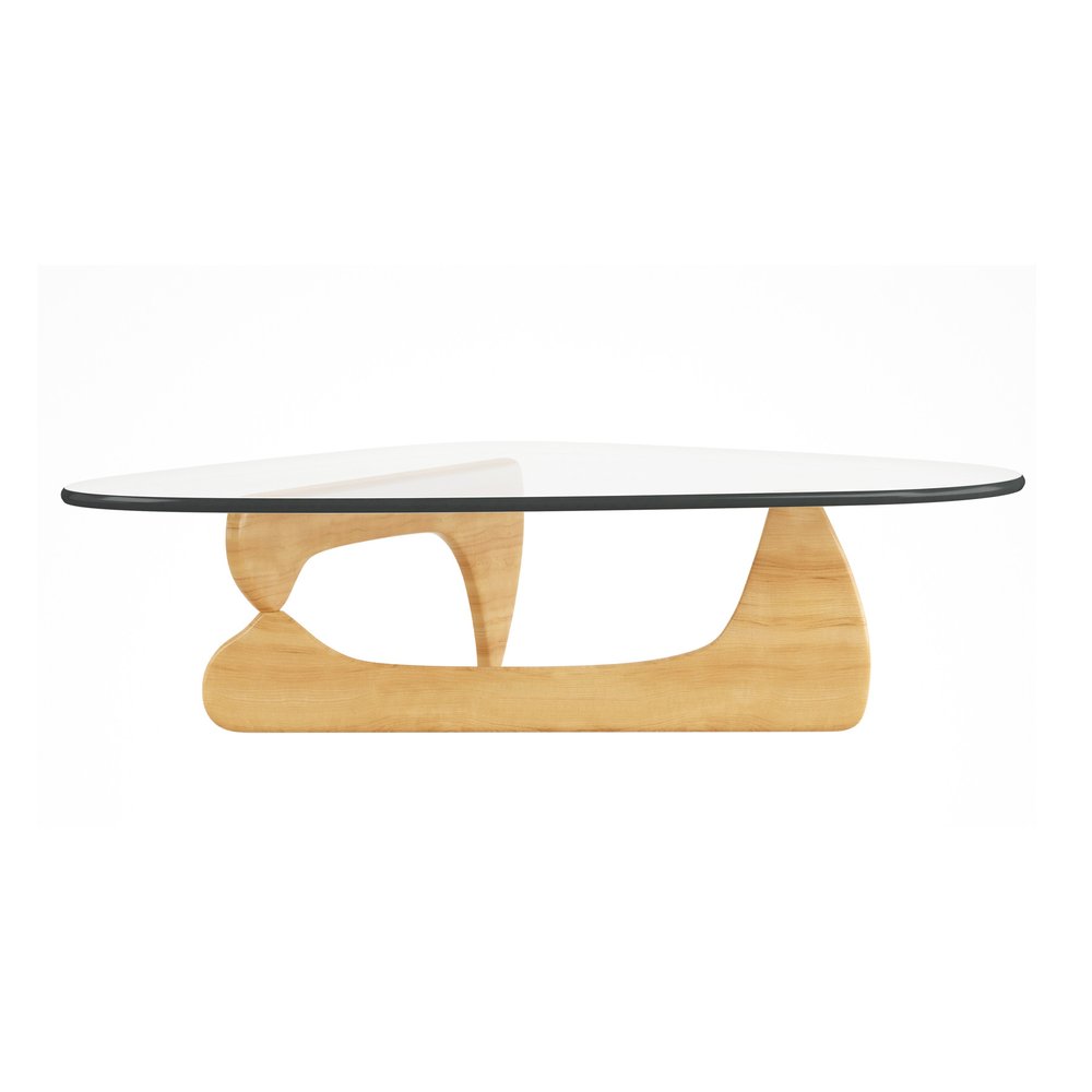 Clear and Natural Glass and Solid Wood Triangle Coffee Table - 50-inch