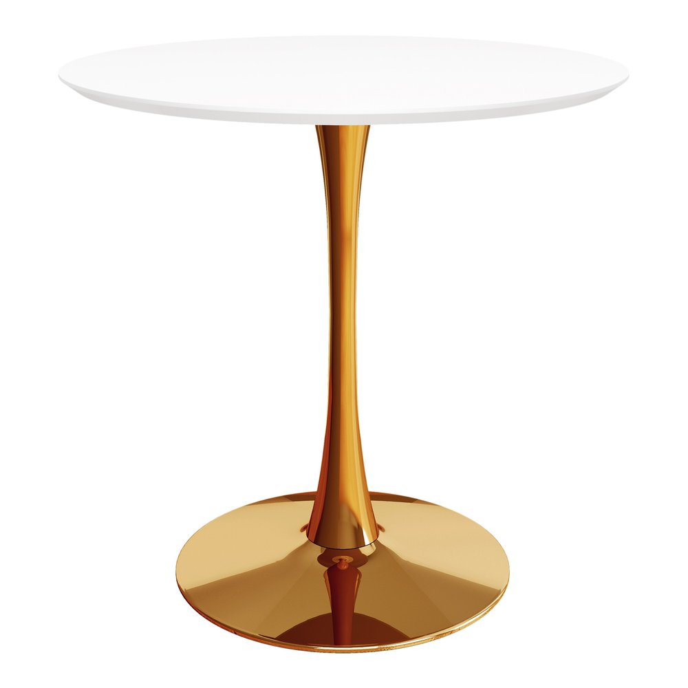White and Gold Metal Dining Table - 36-inch