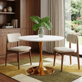 White and Gold Metal Dining Table - 36-inch