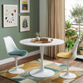 White Metal Dining Table - 36-inch
