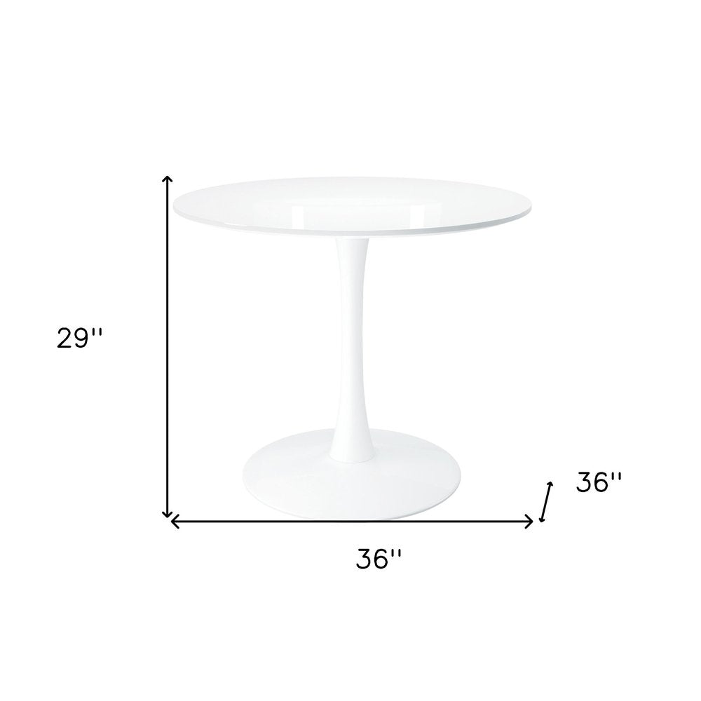 White Metal Dining Table - 36-inch