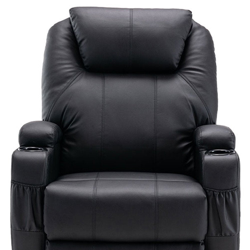 Black Power Heated Massage Lift Assist Recliner - 33-inch