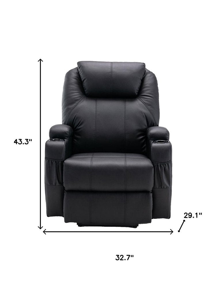 Black Power Heated Massage Lift Assist Recliner - 33-inch