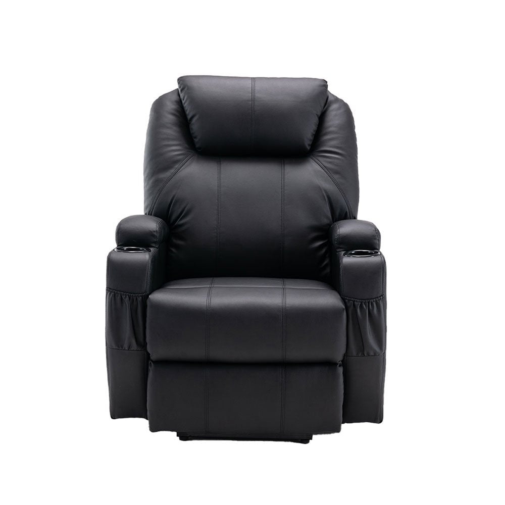 Black Power Heated Massage Lift Assist Recliner - 33-inch
