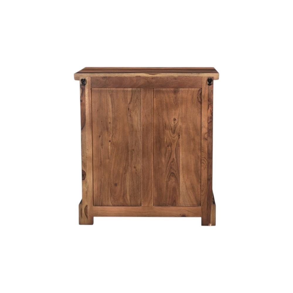 Dark Brown Solid Wood Three Drawer Nightstand - 27-inch