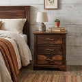 Dark Brown Solid Wood Three Drawer Nightstand - 27-inch