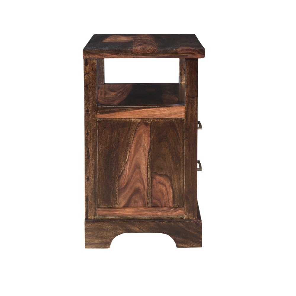 Dark Brown Solid Wood Two Drawer Nightstand - 27-inch