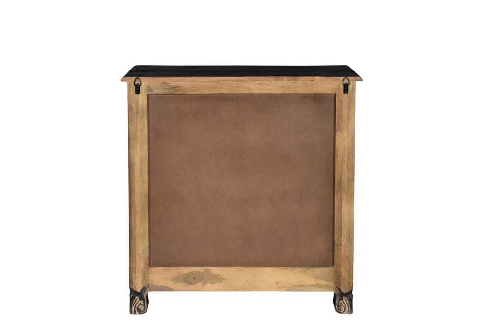 Black Solid Wood Distressed Three Drawer Nightstand - 30-inch