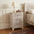White Solid Wood Distressed One Drawer Nightstand - 30-inch
