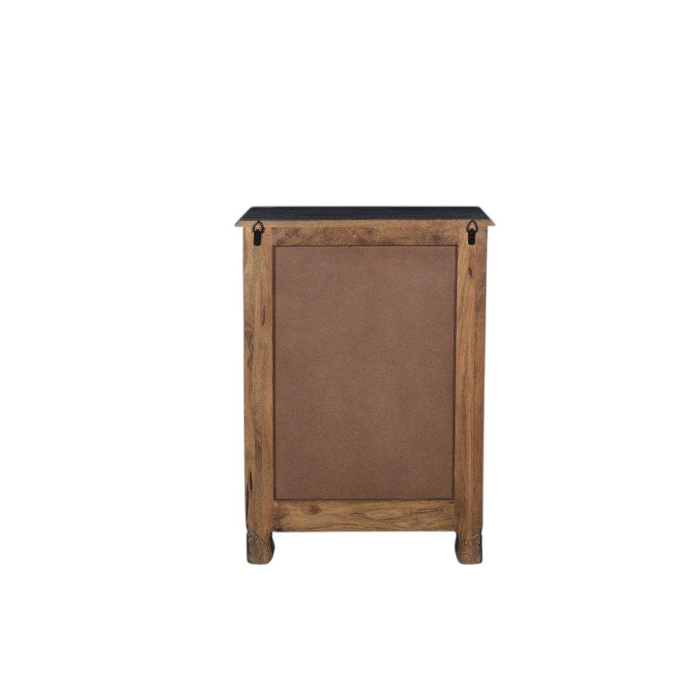 Black Solid Wood Distressed One Drawer Nightstand - 30-inch