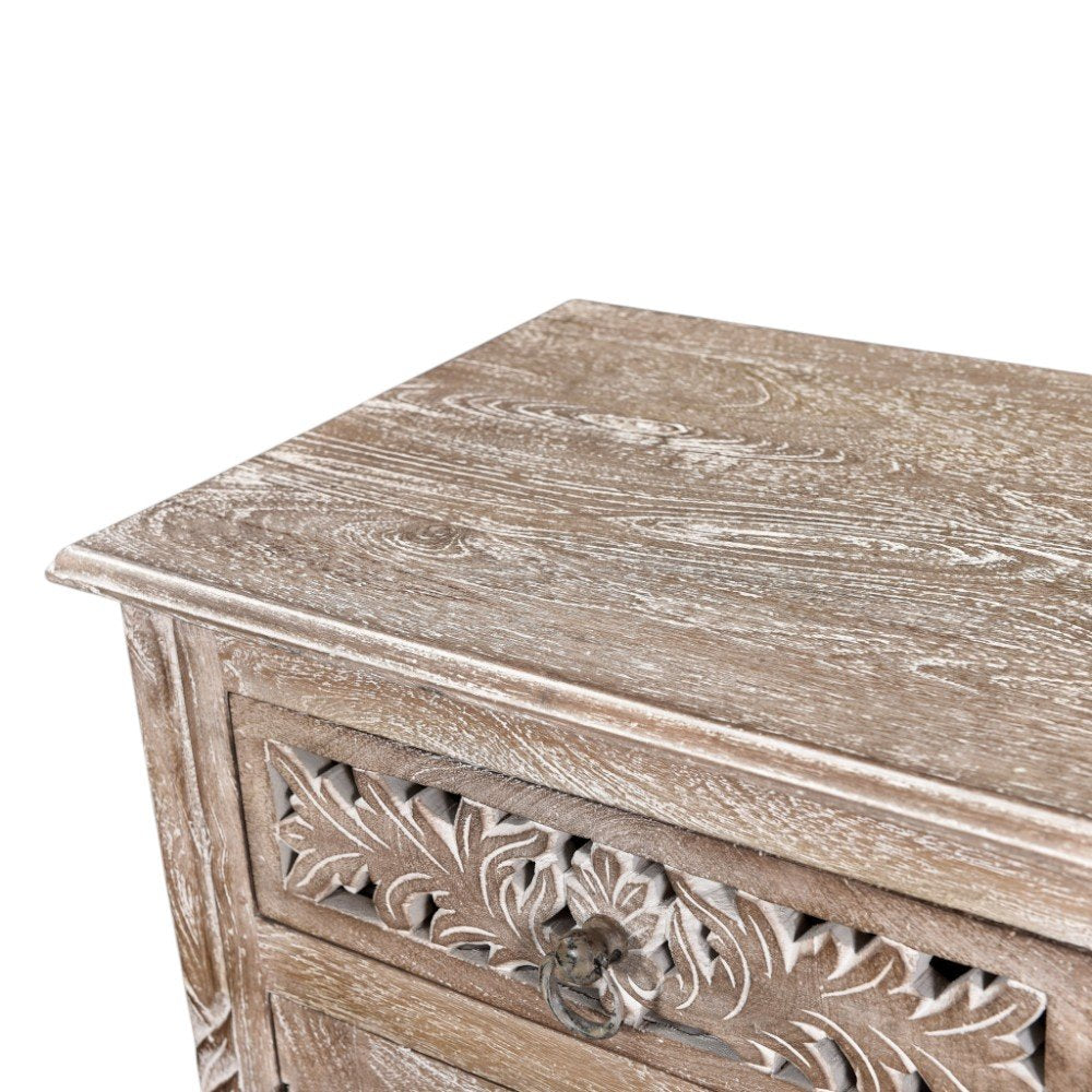 Gray Solid Wood Distressed One Drawer Nightstand - 30-inch