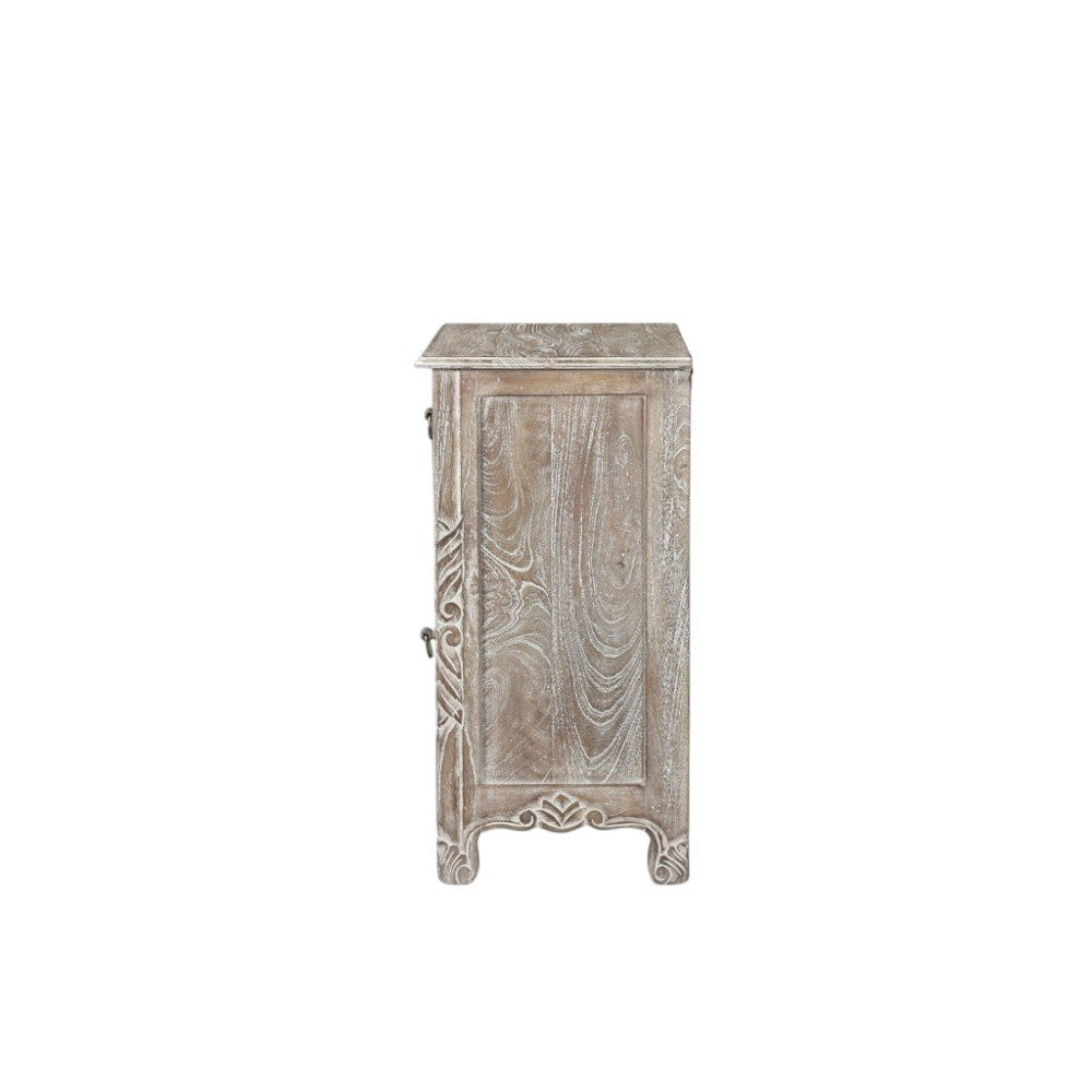 Gray Solid Wood Distressed One Drawer Nightstand - 30-inch