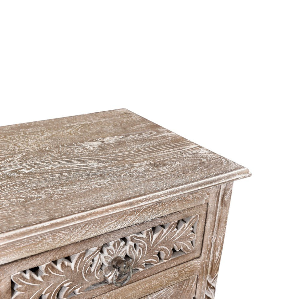 Gray Solid Wood Distressed One Drawer Nightstand - 30-inch
