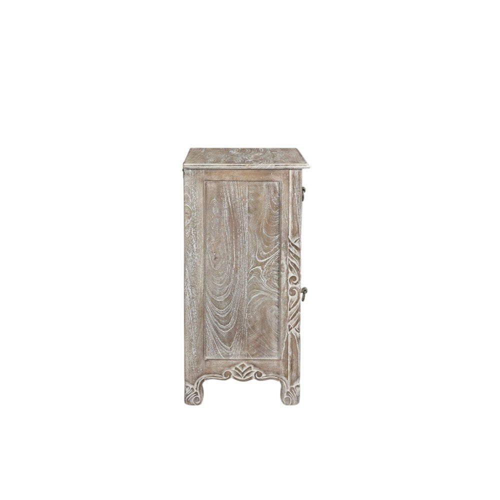 Gray Solid Wood Distressed One Drawer Nightstand - 30-inch
