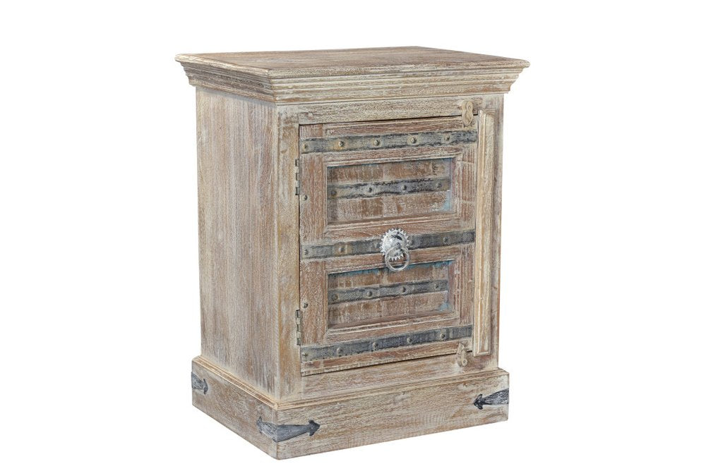 White Solid Wood Distressed Nightstand - 36-inch