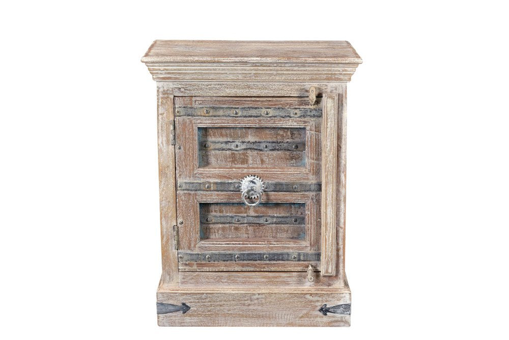 White Solid Wood Distressed Nightstand - 36-inch