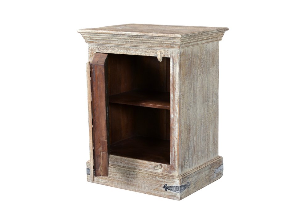 White Solid Wood Distressed Nightstand - 36-inch