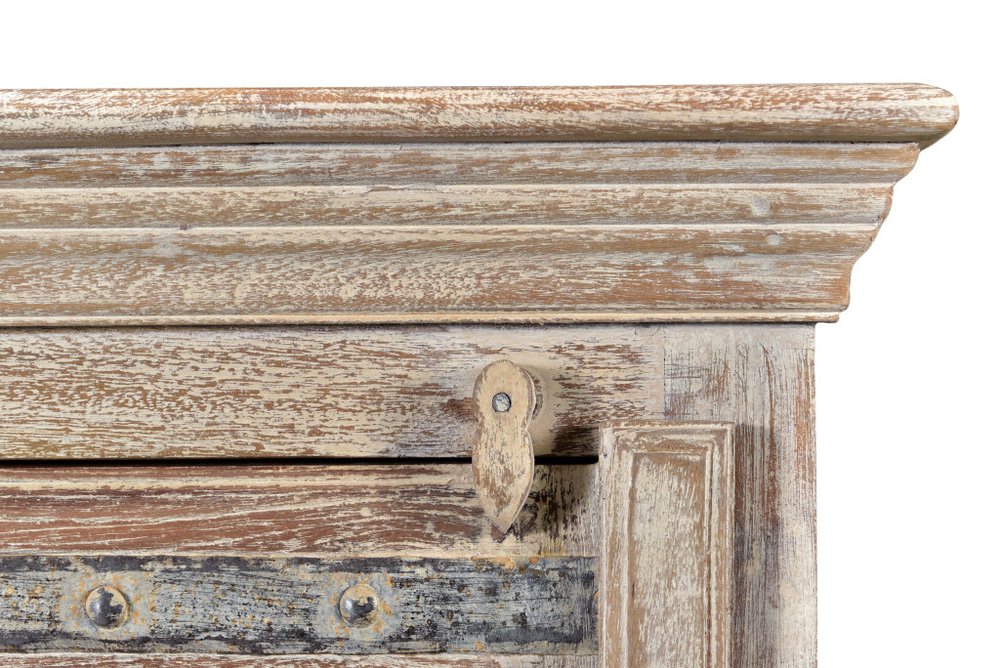 White Solid Wood Distressed Nightstand - 36-inch