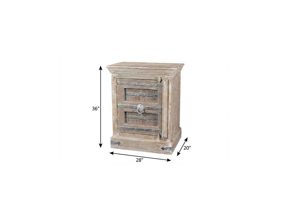White Solid Wood Distressed Nightstand - 36-inch