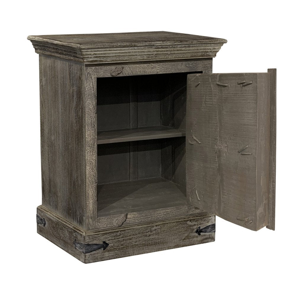 Brown Solid Wood Distressed Nightstand - 36-inch