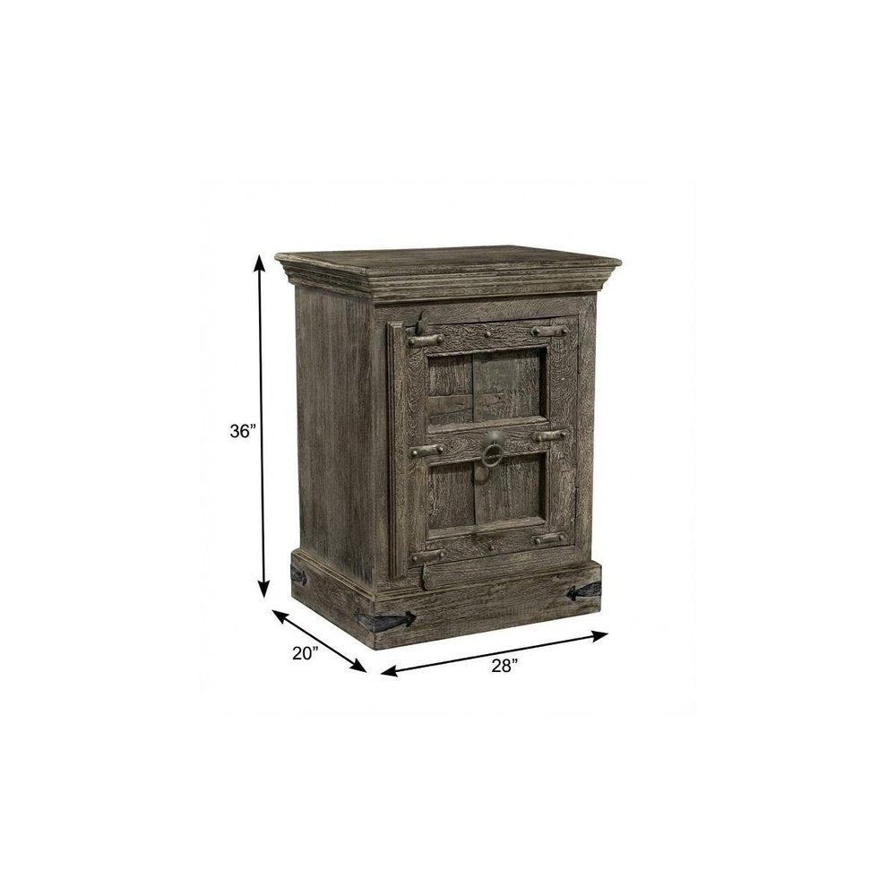 Brown Solid Wood Distressed Nightstand - 36-inch