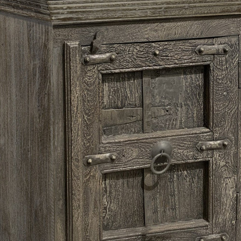 Brown Solid Wood Distressed Nightstand - 36-inch