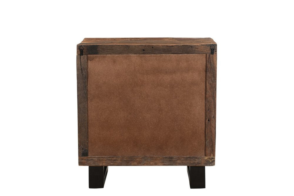 Dark Brown Solid Wood Distressed Three Drawer Nightstand - 30-inch