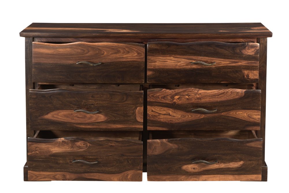 Dark Brown Solid Wood Six Drawer Dresser - 60-inch