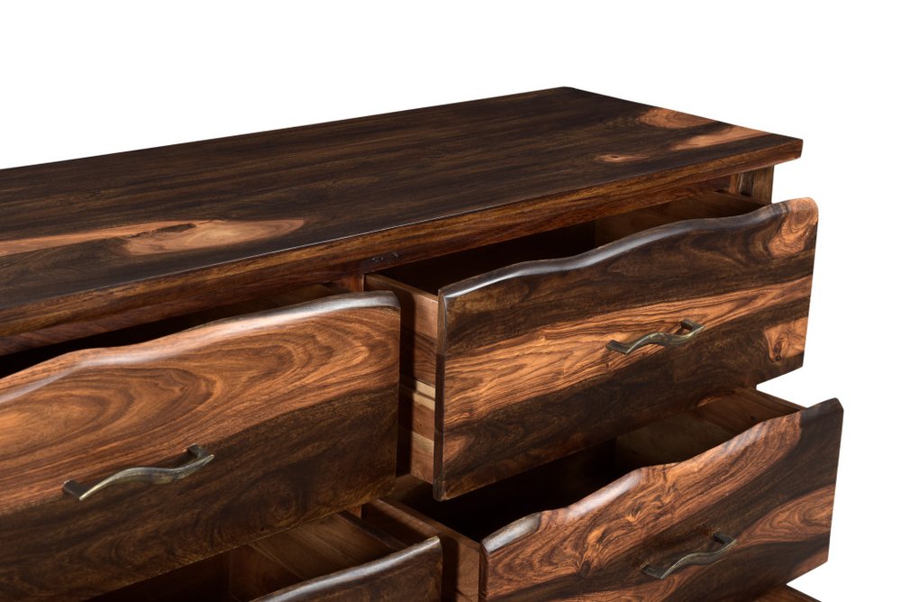 Dark Brown Solid Wood Six Drawer Dresser - 60-inch