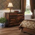 Dark Brown Solid Wood Six Drawer Dresser - 60-inch