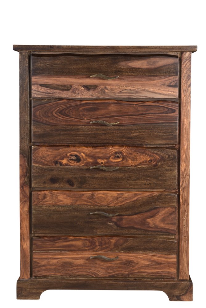 Dark Brown Solid Wood Five Drawer Chest - 36-inch