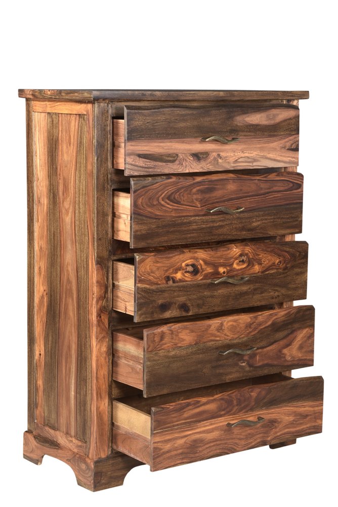 Dark Brown Solid Wood Five Drawer Chest - 36-inch