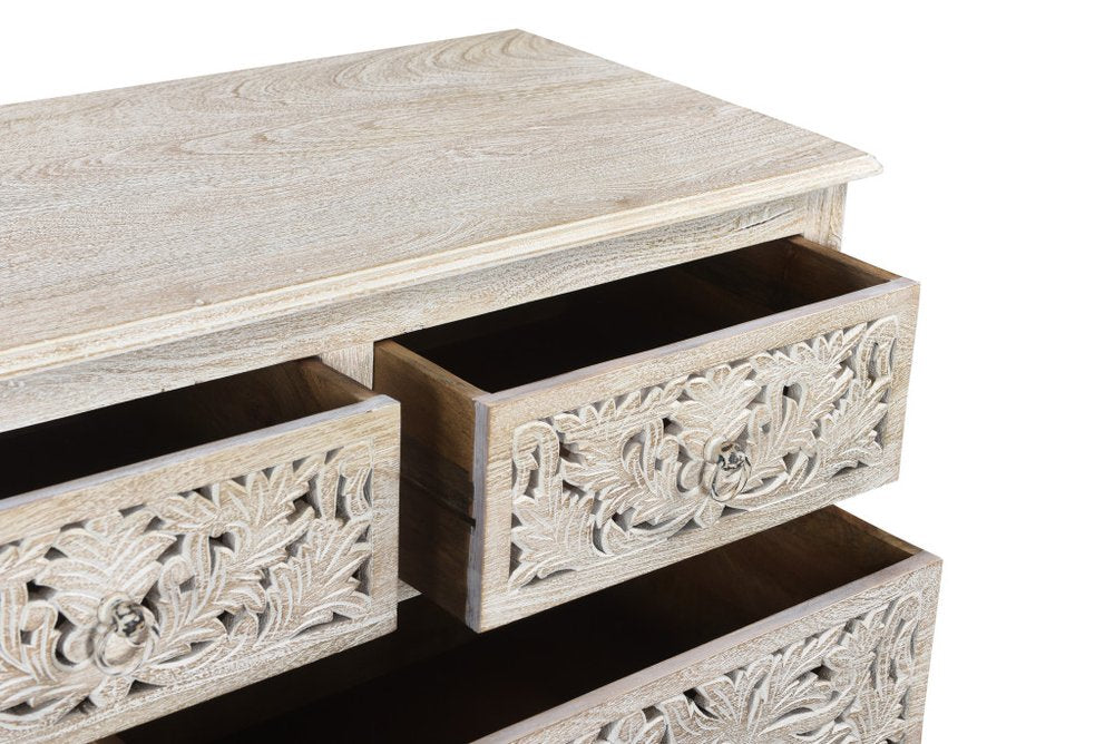 White Solid Wood Seven Drawer Dresser - 57-inch