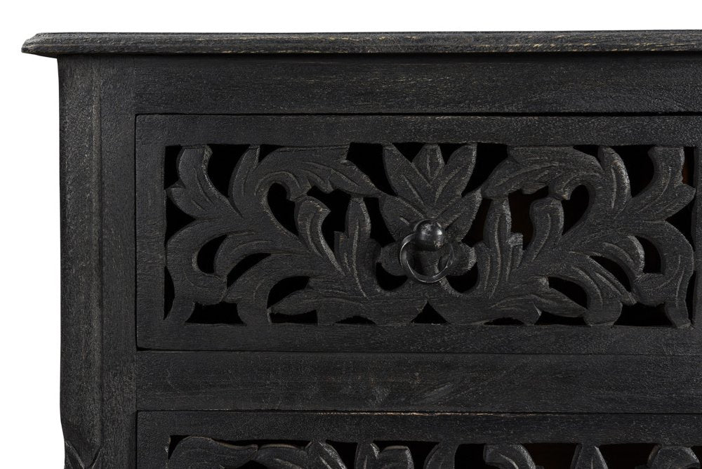 Black Solid Wood Seven Drawer Dresser - 57-inch