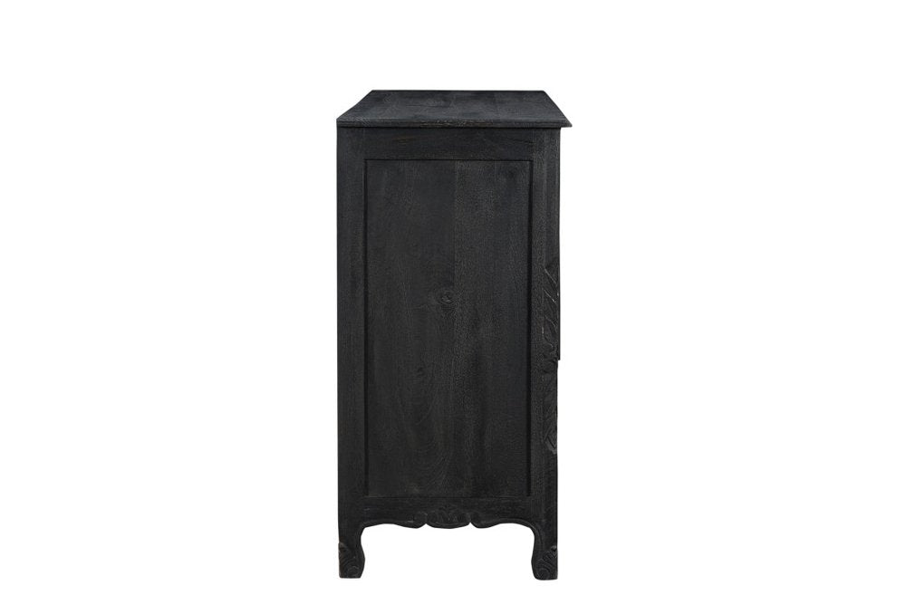 Black Solid Wood Seven Drawer Dresser - 57-inch