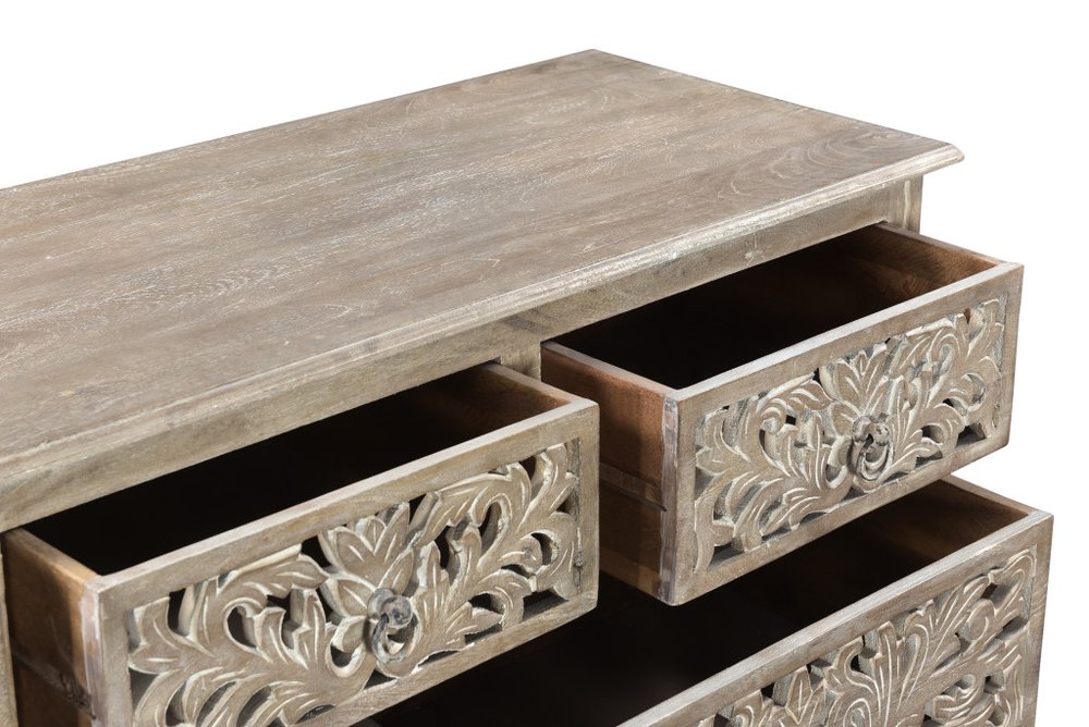 Gray Solid Wood Seven Drawer Dresser - 57-inch