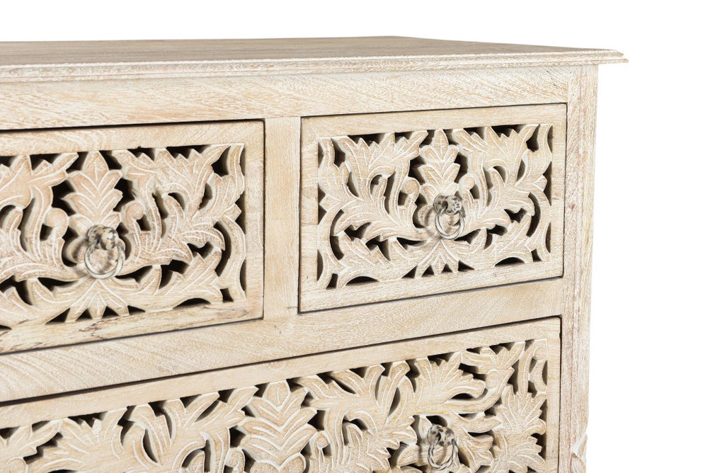 White Solid Wood Seven Drawer Dresser - 57-inch