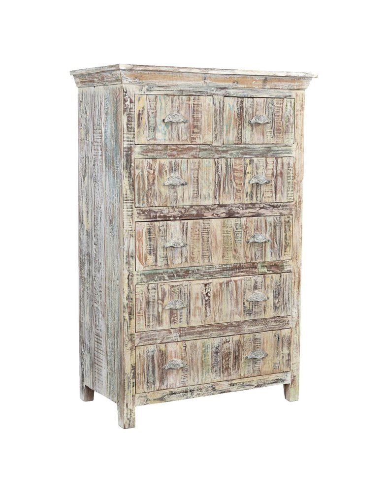 White Solid Wood Six Drawer Chest - 36-inch