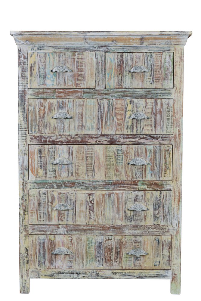 White Solid Wood Six Drawer Chest - 36-inch