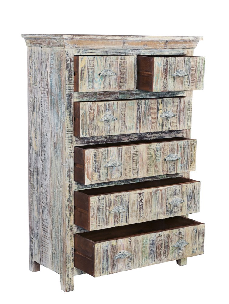 White Solid Wood Six Drawer Chest - 36-inch