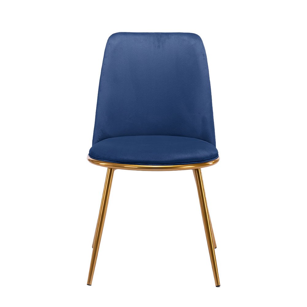 Blue and Gold Upholstered Velvet Dining Side Chair