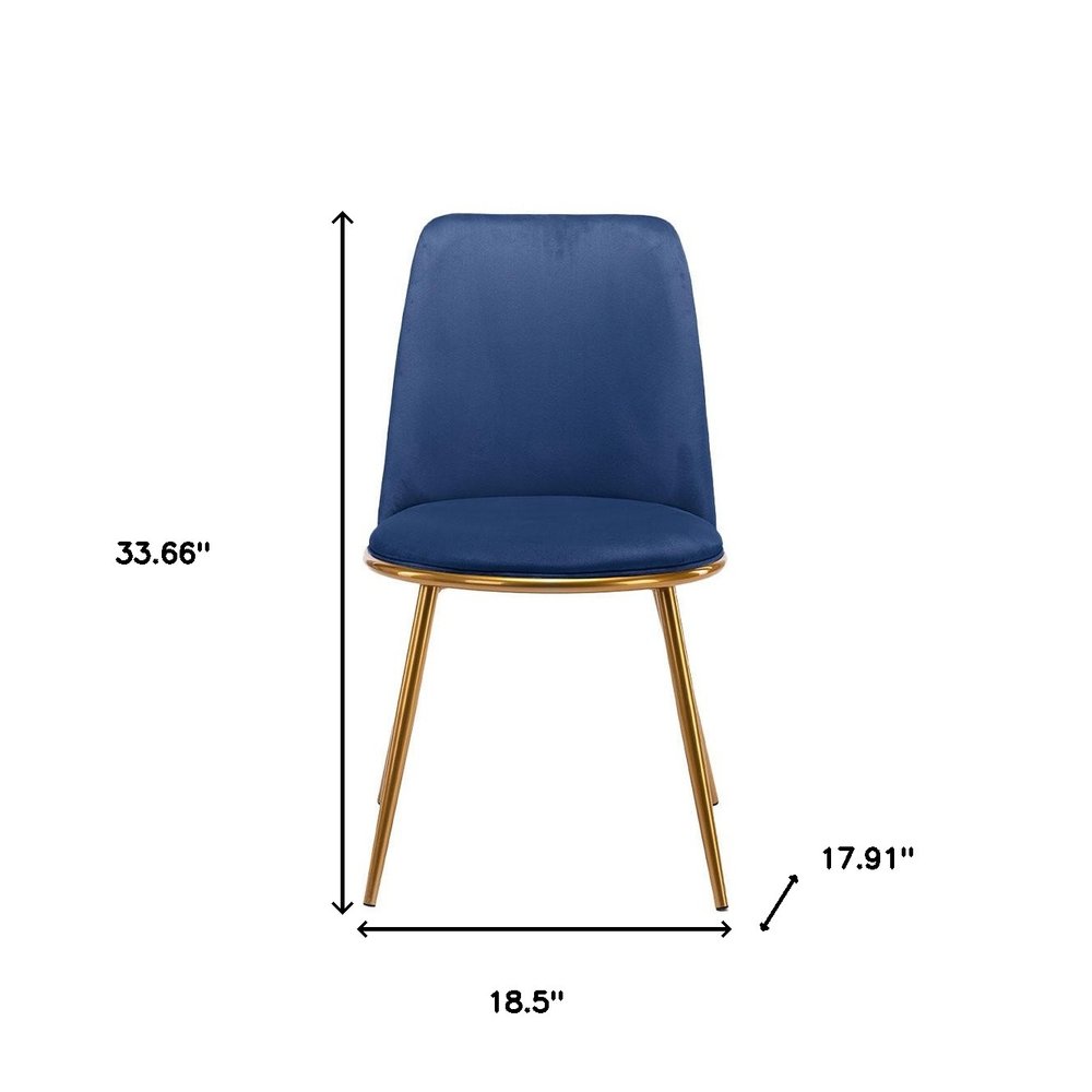 Blue and Gold Upholstered Velvet Dining Side Chair