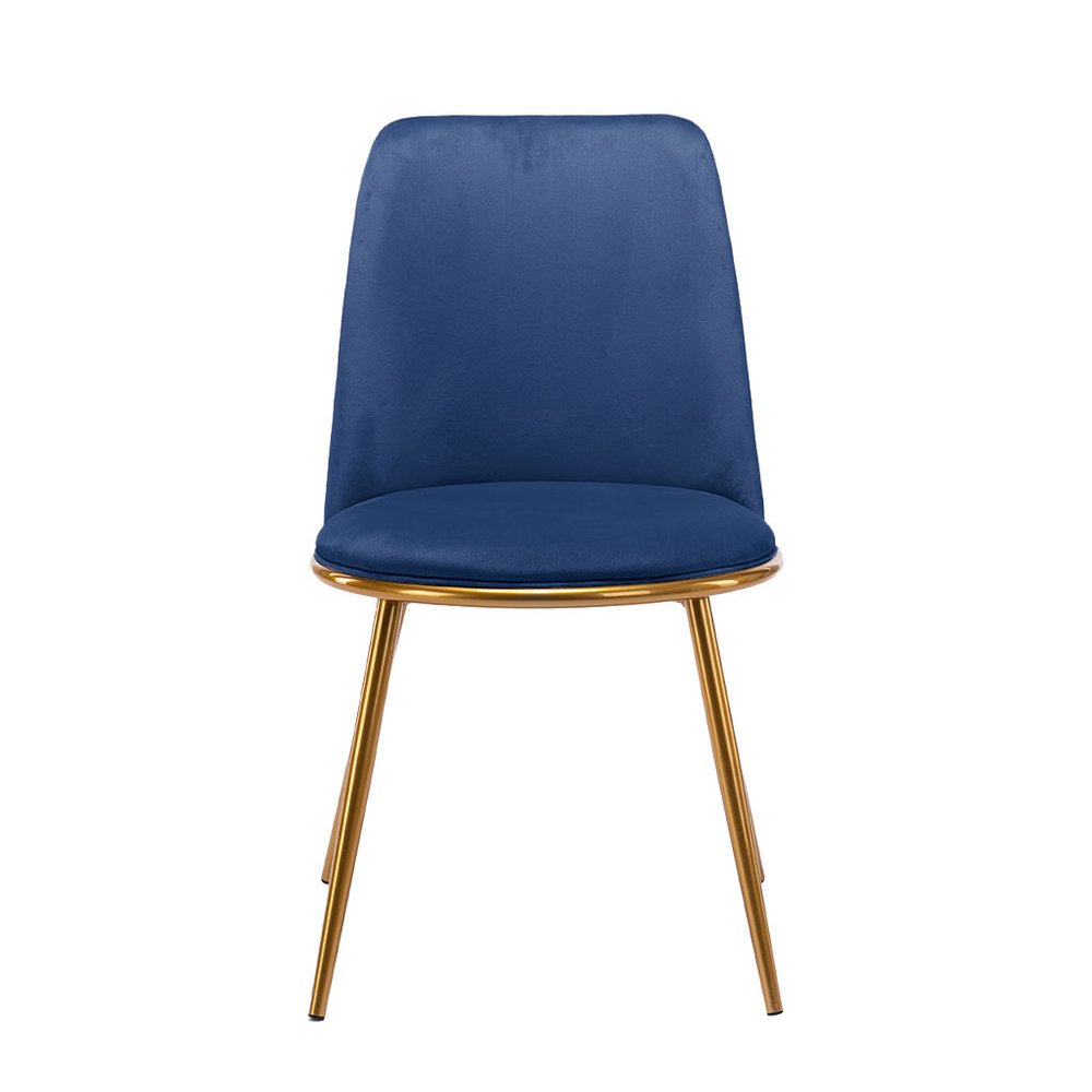 Blue and Gold Upholstered Velvet Dining Side Chair