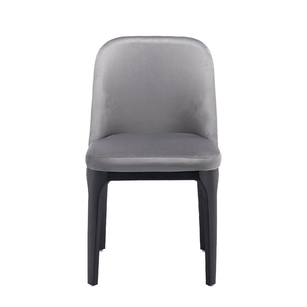 Gray and Black Upholstered Velvet Dining Side Chair