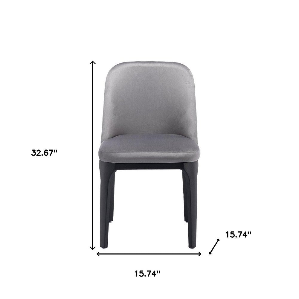 Gray and Black Upholstered Velvet Dining Side Chair