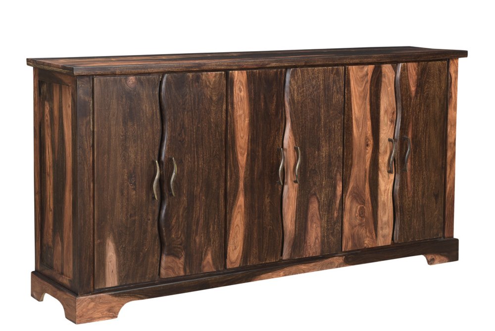 Dark Brown Solid Wood Live Edge Sideboard with Six Doors - 72-inch