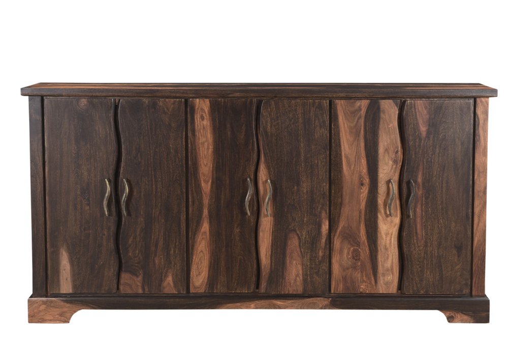 Dark Brown Solid Wood Live Edge Sideboard with Six Doors - 72-inch
